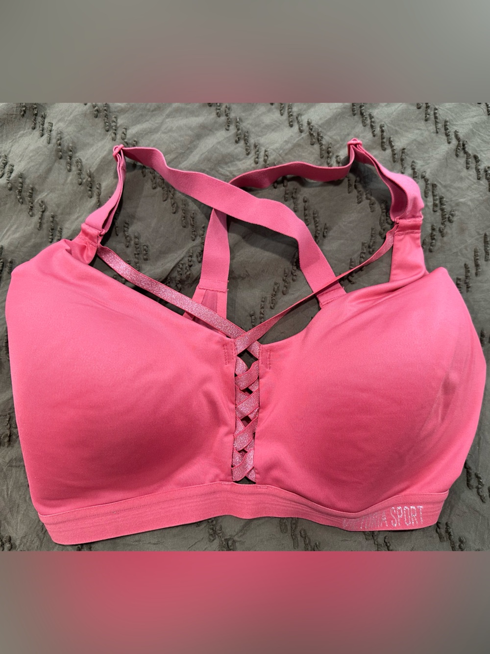 Victoria Secret Hot Pink Strappy Sports Bra 34DD